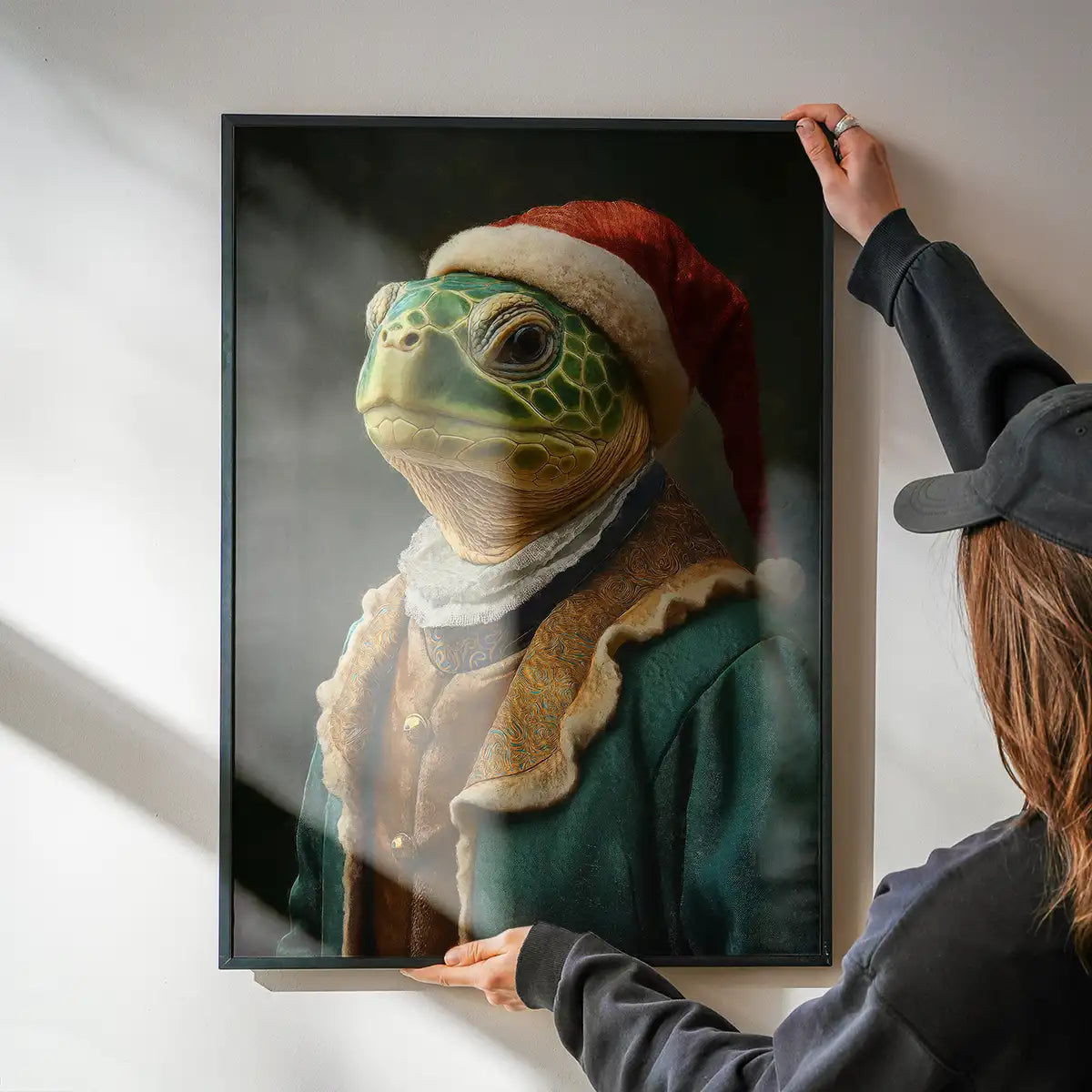 Christmas Turtle Animal Portrait Print