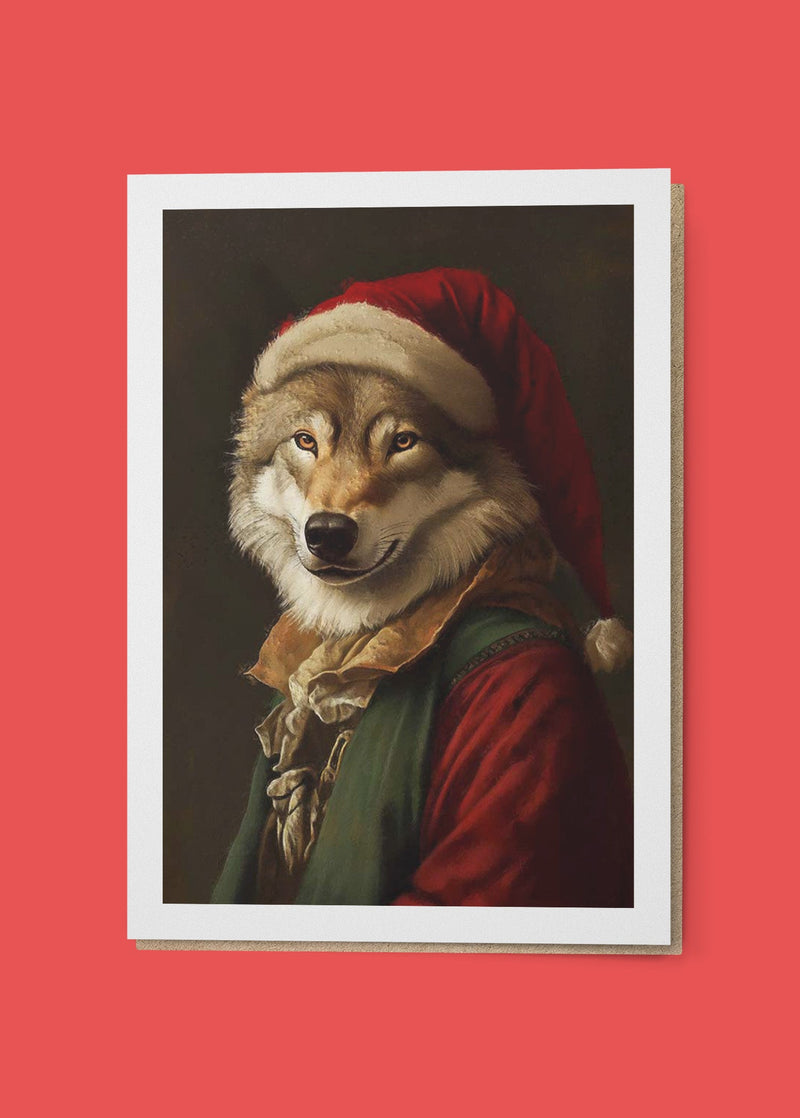 Wolf Portrait A6 Christmas Greetings Card