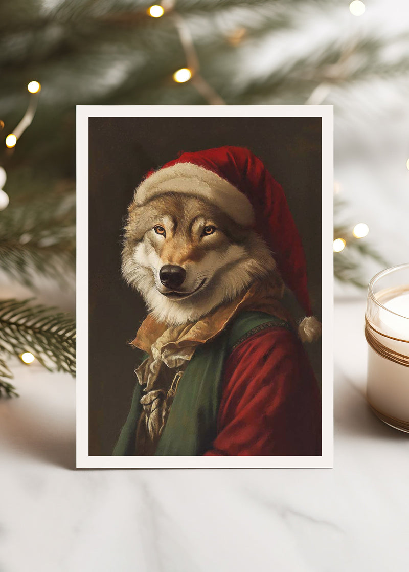 Wolf Portrait A6 Christmas Greetings Card