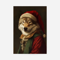 Christmas Wolf Animal Portrait Print