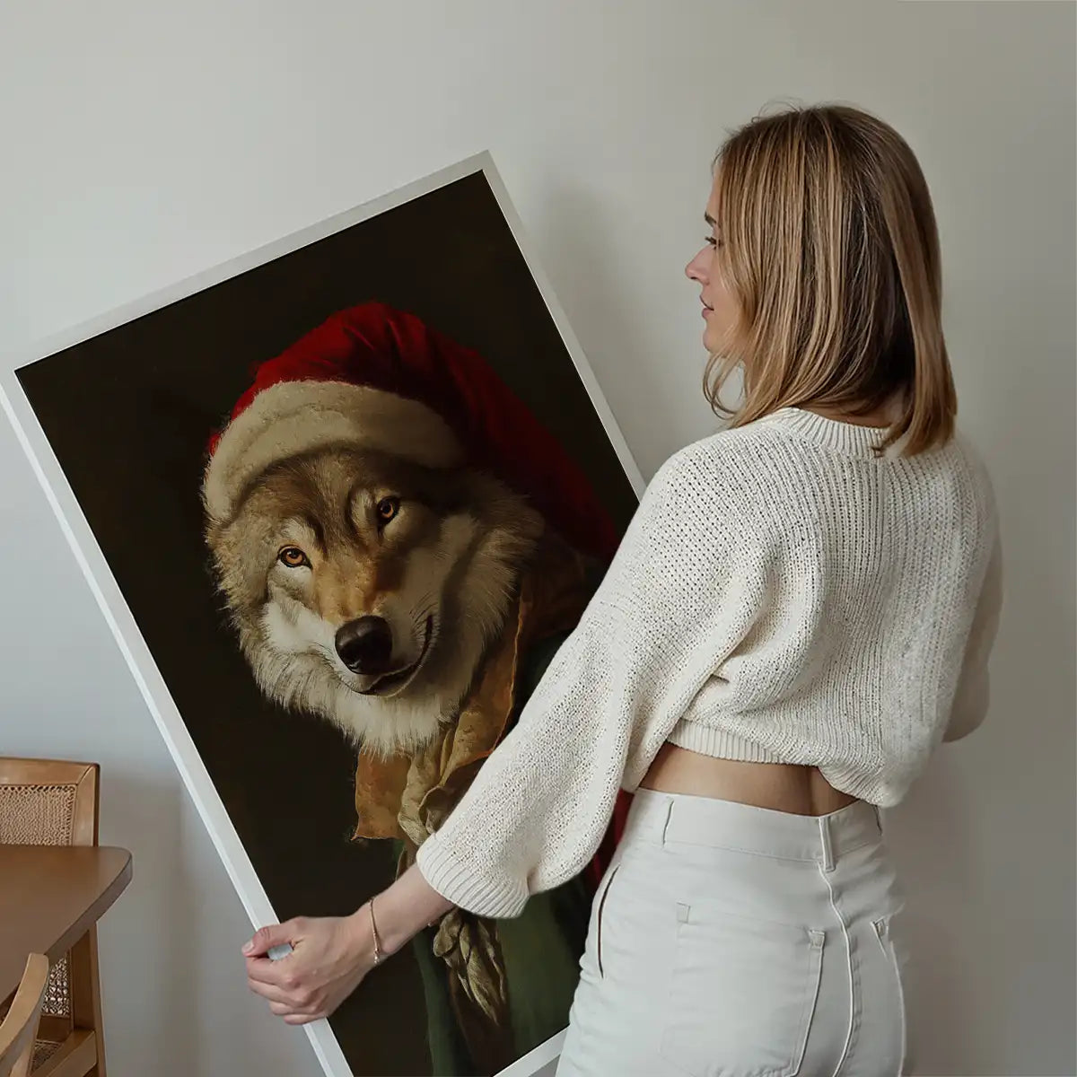 Christmas Wolf Animal Portrait Print
