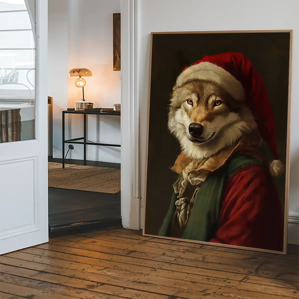Christmas Wolf Animal Portrait Print