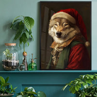 Christmas Wolf Animal Portrait Print