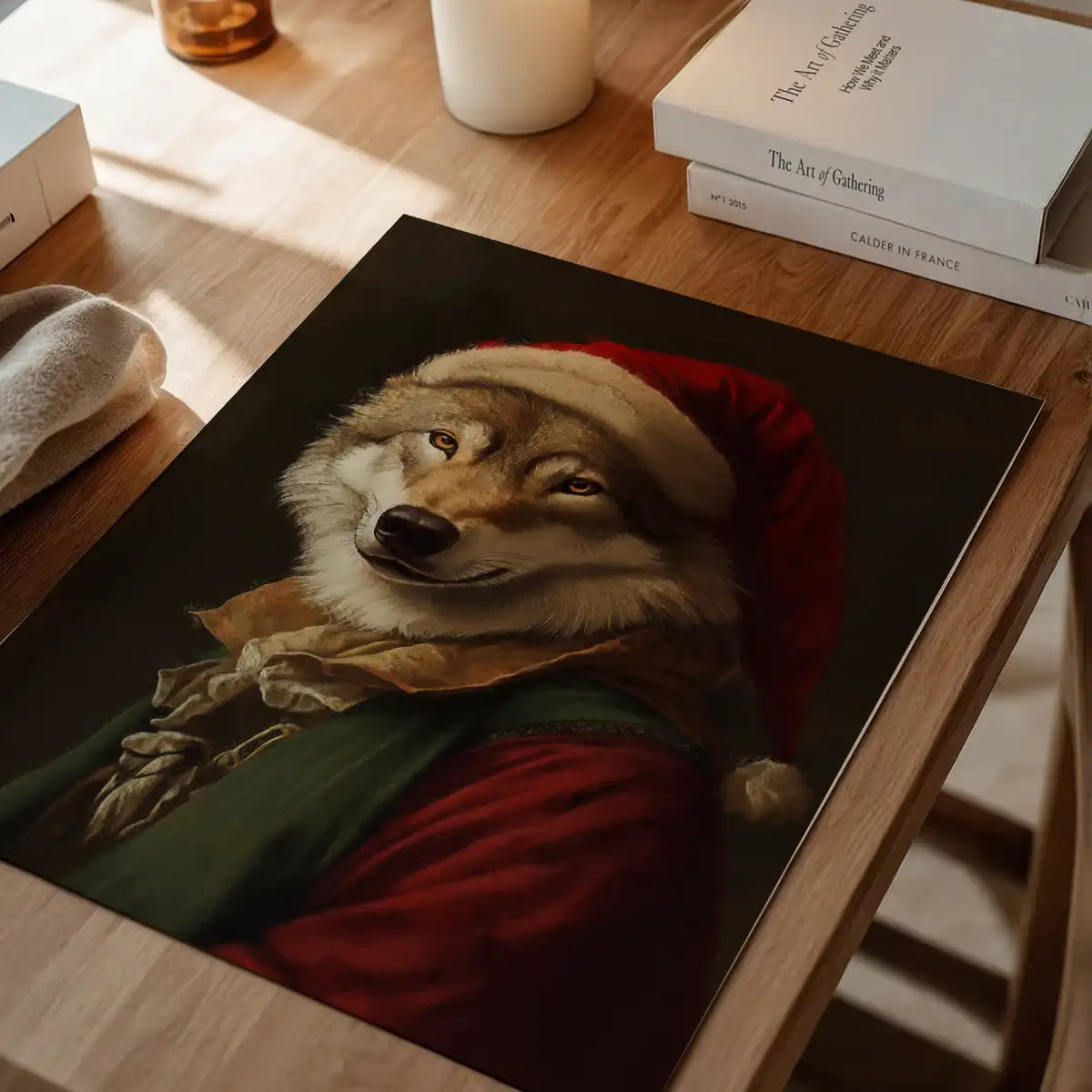 Christmas Wolf Animal Portrait Print