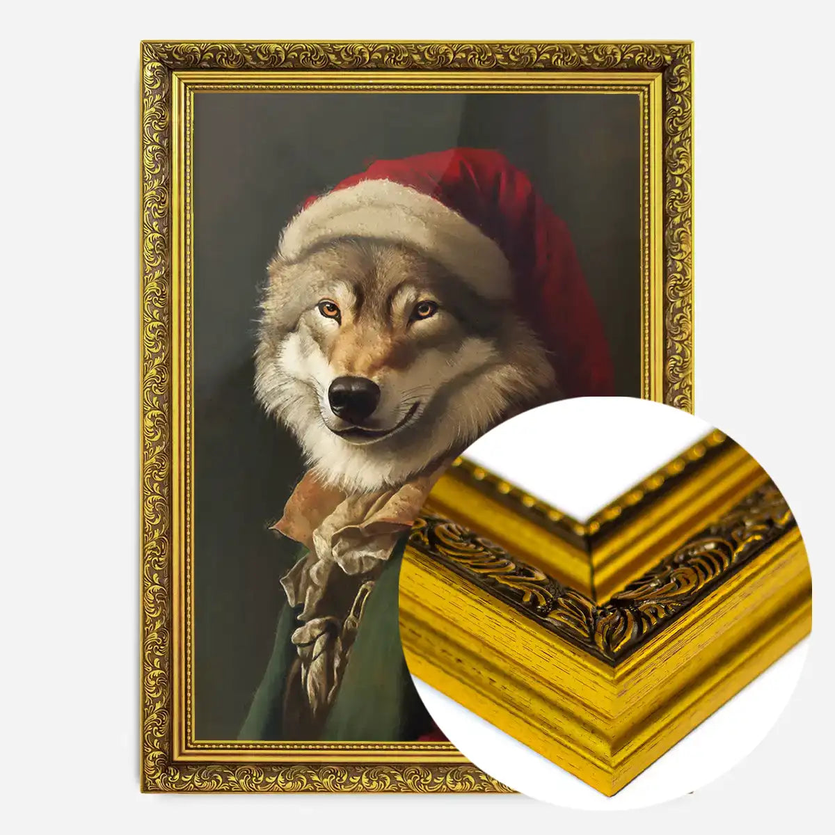 Christmas Wolf Animal Portrait Print