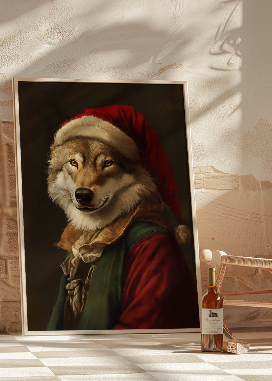 Christmas Wolf Animal Portrait Print