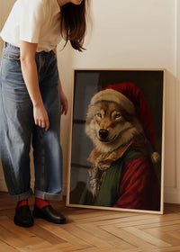 Christmas Wolf Animal Portrait Print