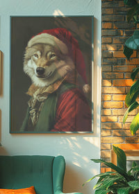 Christmas Wolf Animal Portrait Print