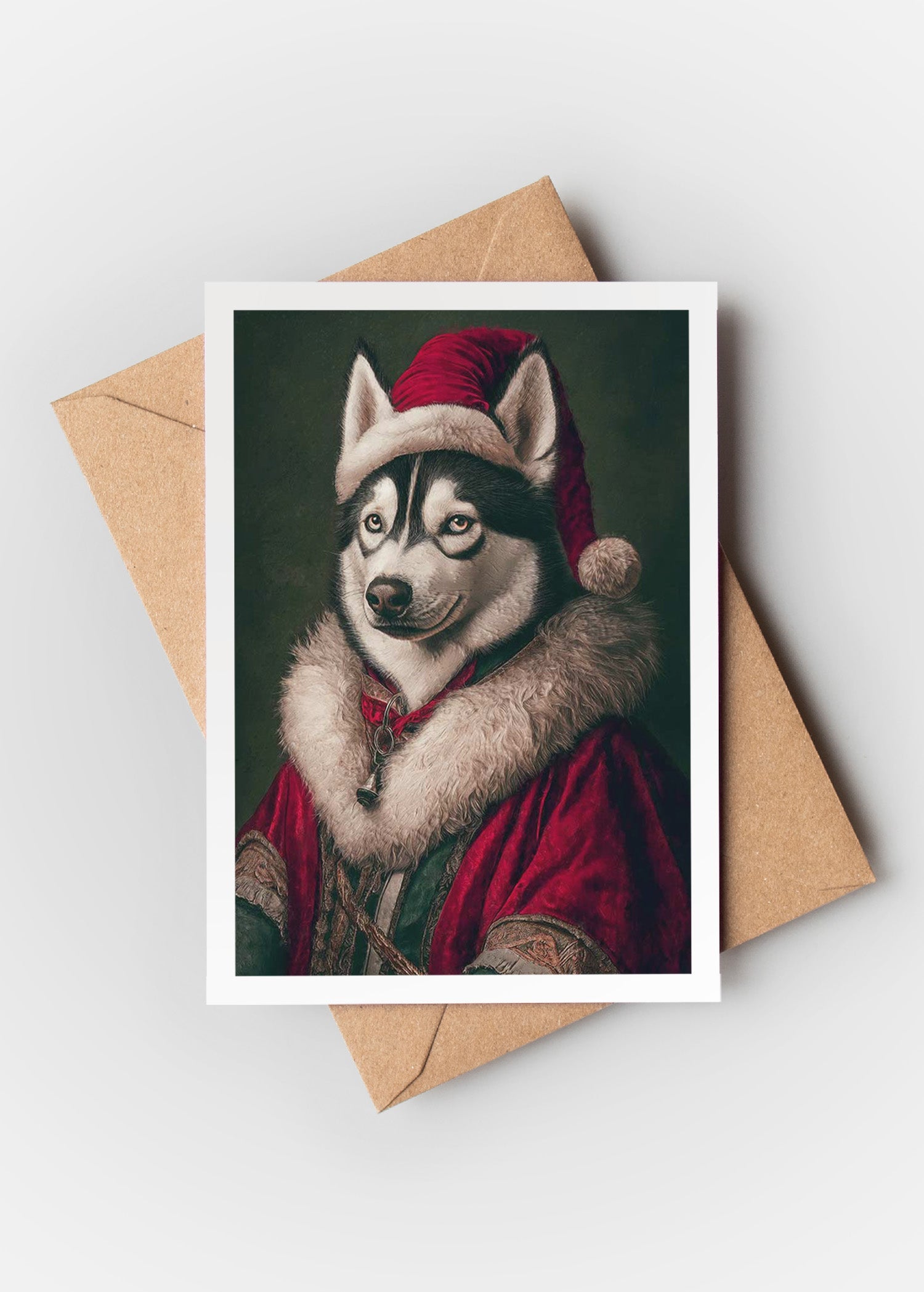 Husky Portrait Christmas A6 Christmas Greetings Card