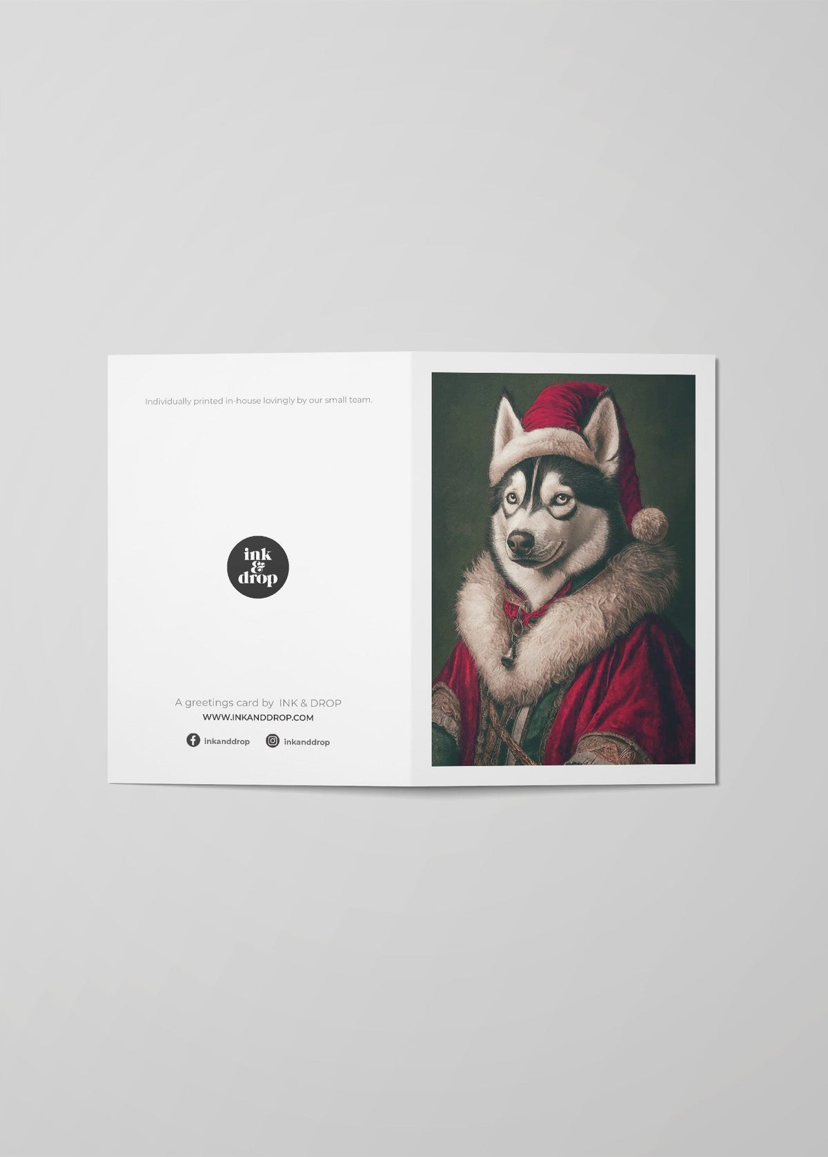 Husky Portrait Christmas A6 Christmas Greetings Card