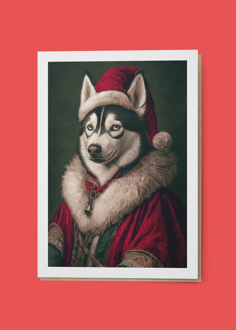 Husky Portrait Christmas A6 Christmas Greetings Card