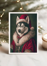 Husky Portrait Christmas A6 Christmas Greetings Card