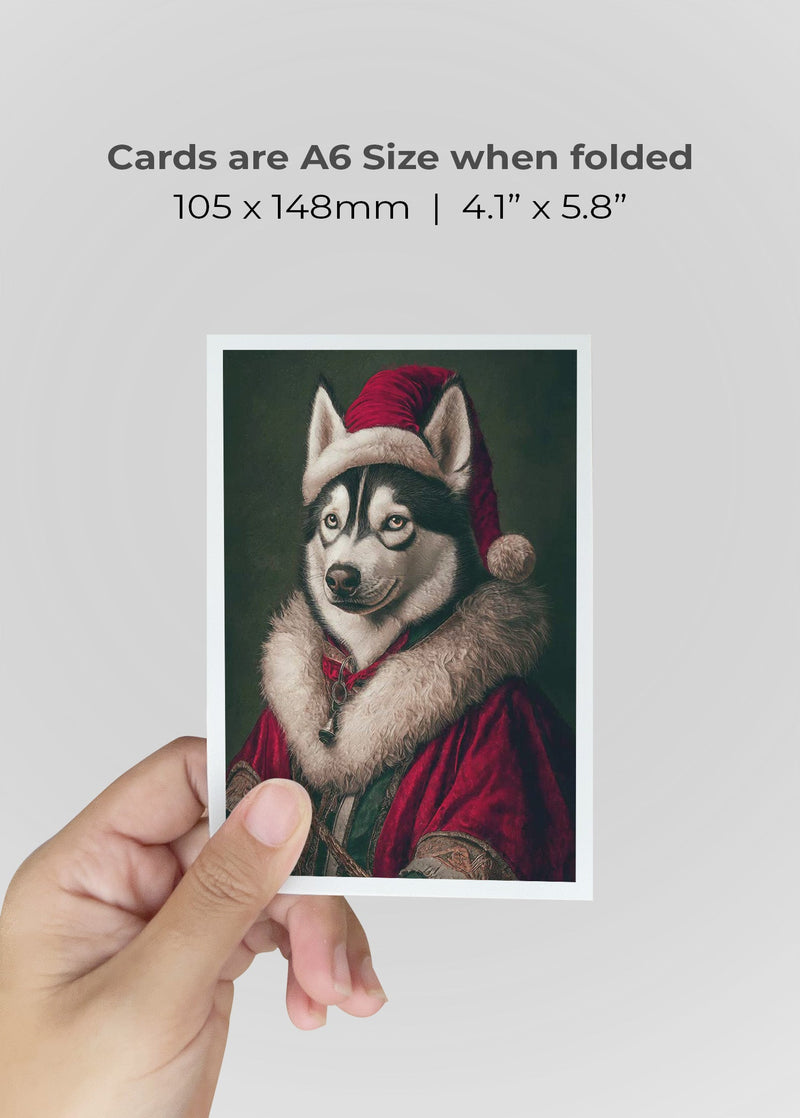 Husky Portrait Christmas A6 Christmas Greetings Card