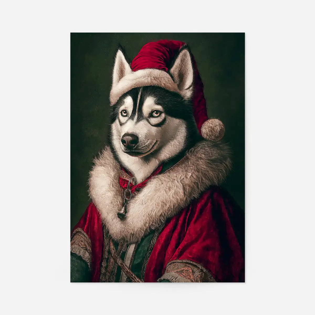 Christmas Husky Animal Portrait Print