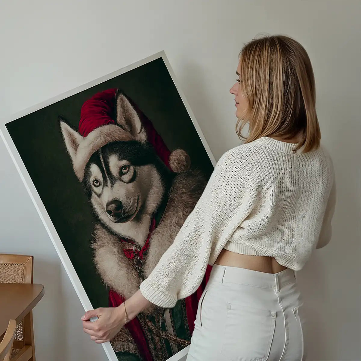 Christmas Husky Animal Portrait Print