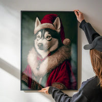 Christmas Husky Animal Portrait Print