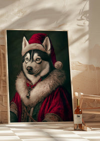 Christmas Husky Animal Portrait Print