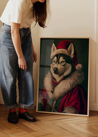 Christmas Husky Animal Portrait Print