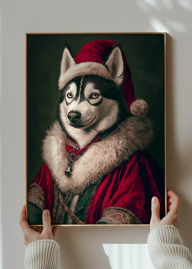 Christmas Husky Animal Portrait Print