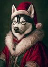 Christmas Husky Animal Portrait Print