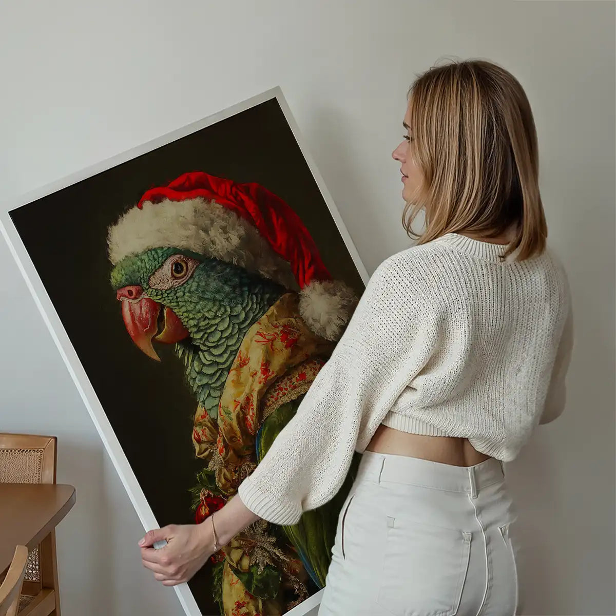 Christmas Parrot Animal Portrait Print