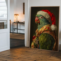 Christmas Parrot Animal Portrait Print