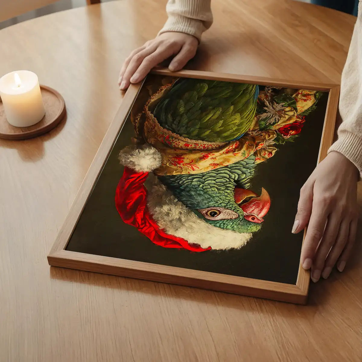 Christmas Parrot Animal Portrait Print