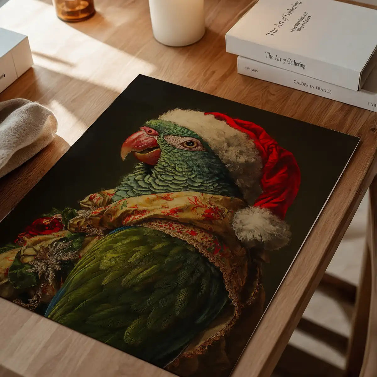 Christmas Parrot Animal Portrait Print