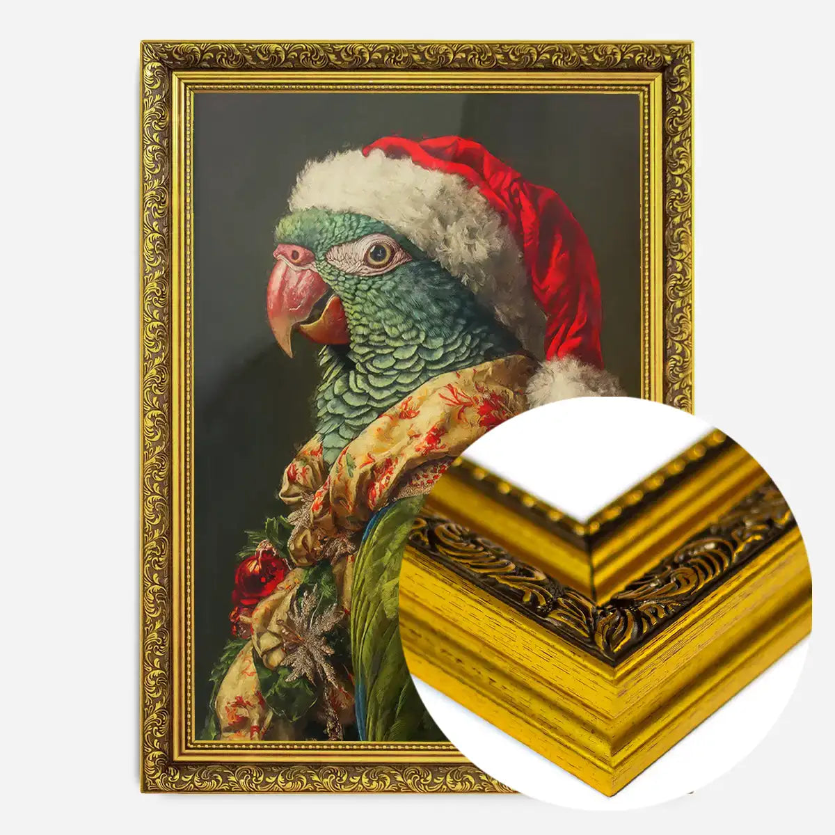 Christmas Parrot Animal Portrait Print