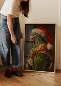 Christmas Parrot Animal Portrait Print