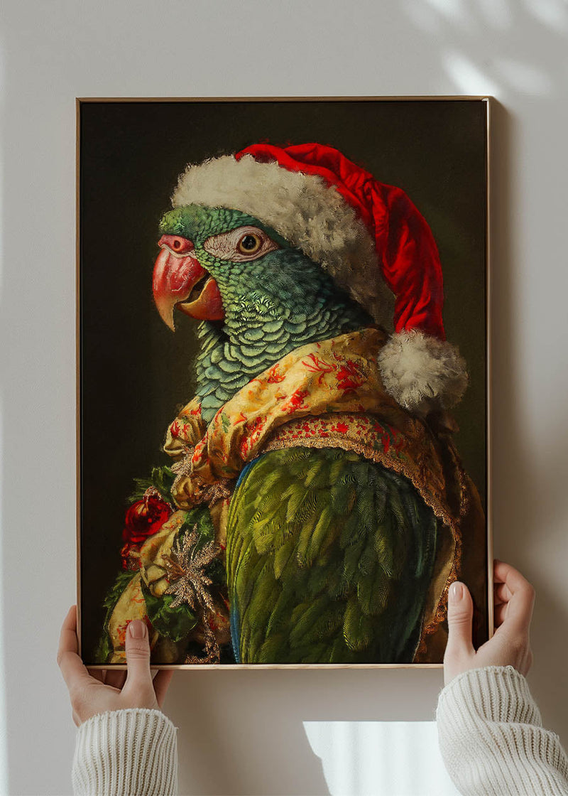 Christmas Parrot Animal Portrait Print