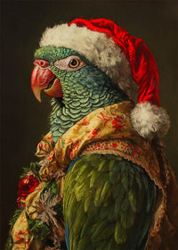 Christmas Parrot Animal Portrait Print