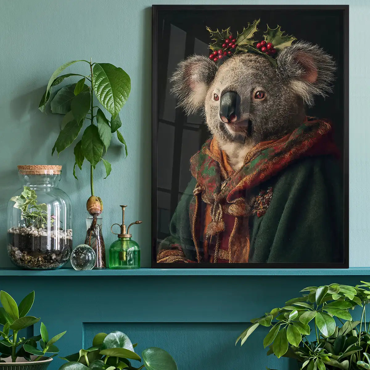 Christmas Koala Animal Portrait Print