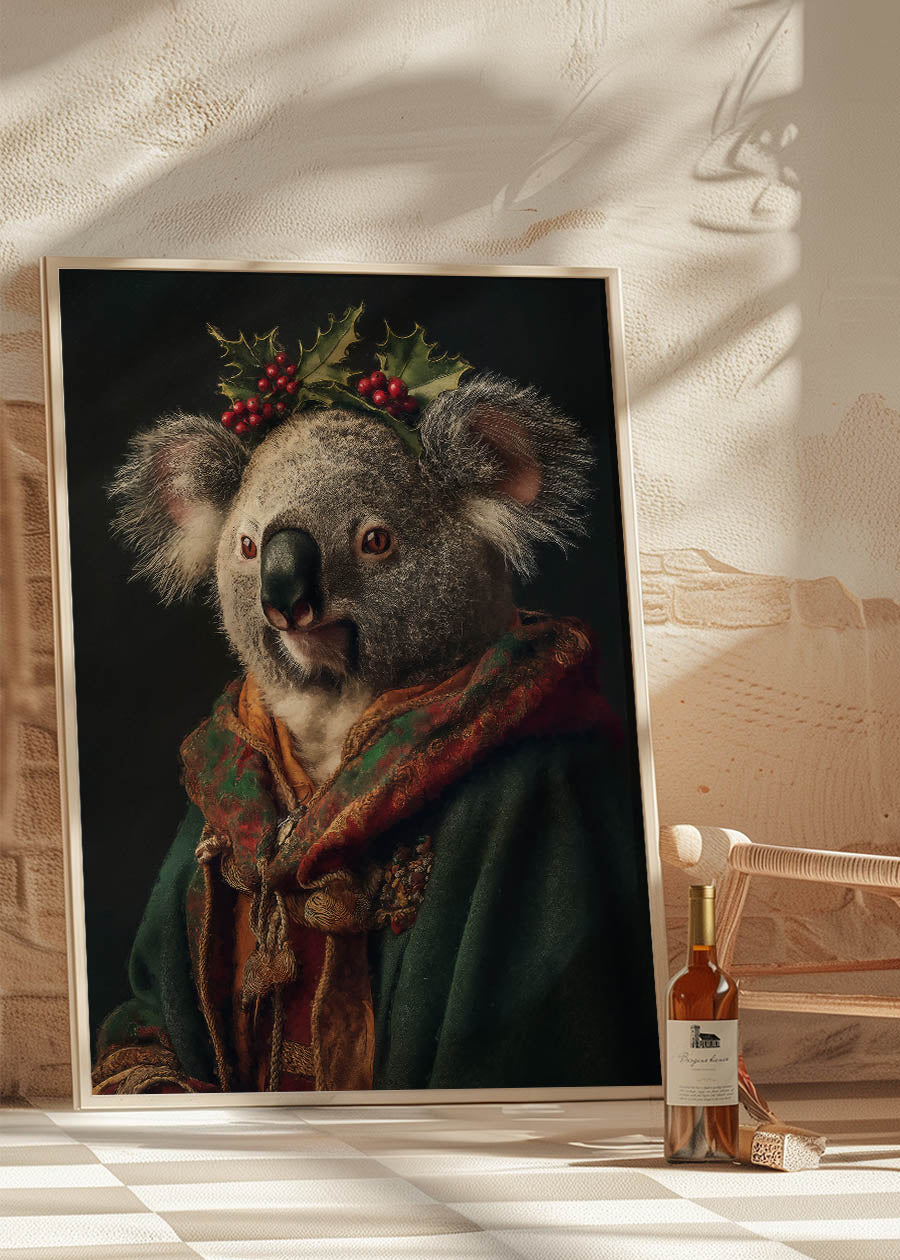 Christmas Koala Animal Portrait Print