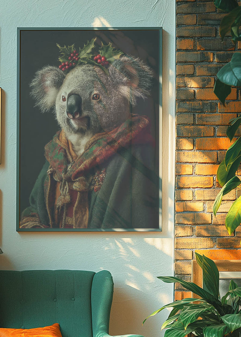 Christmas Koala Animal Portrait Print