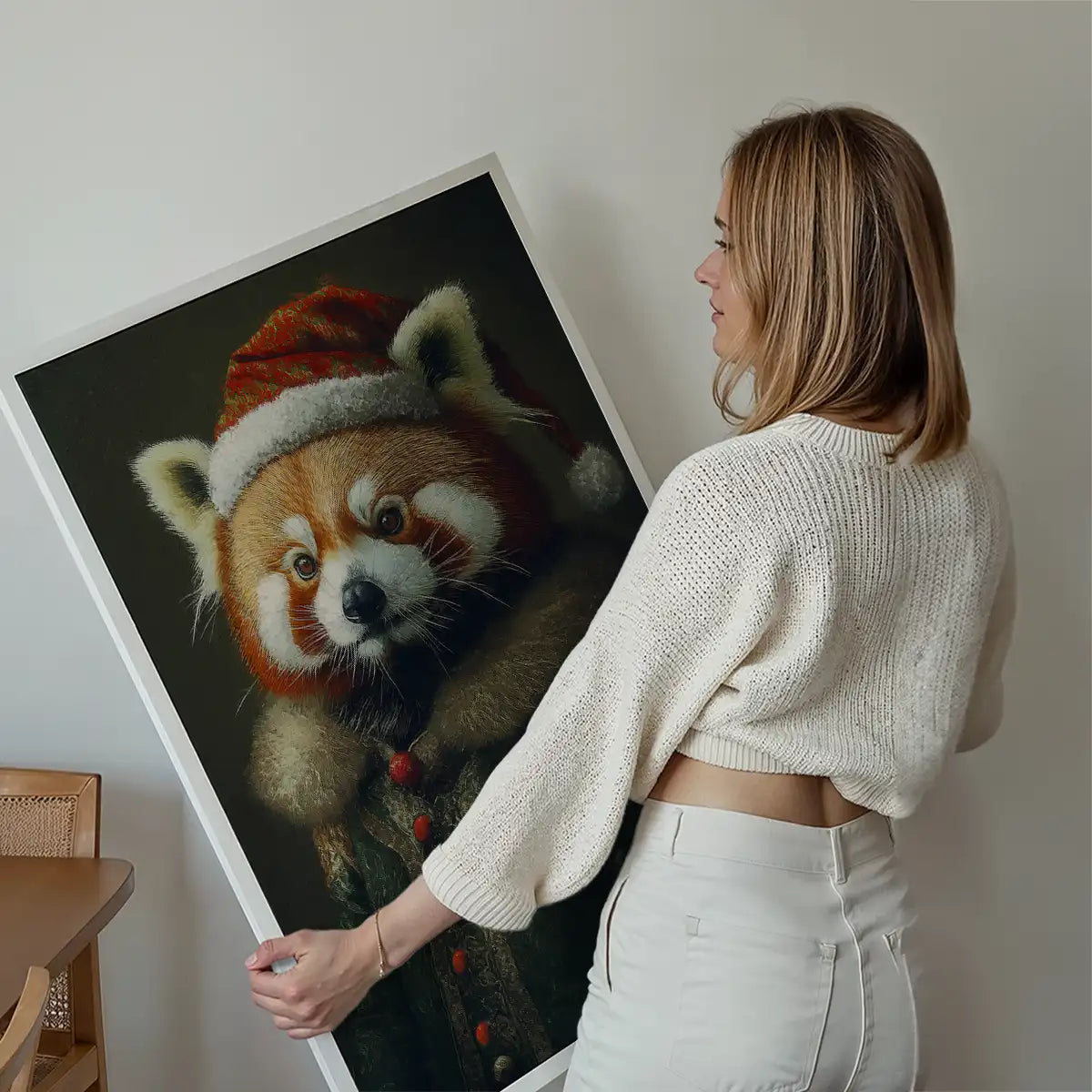 Christmas Red Panda Animal Portrait Print