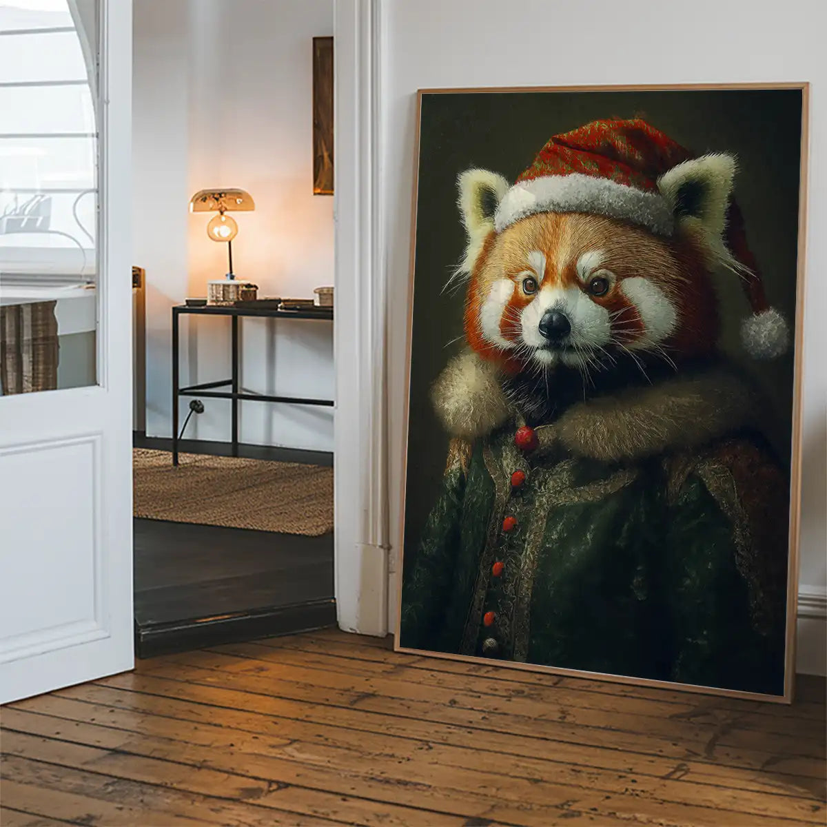Christmas Red Panda Animal Portrait Print