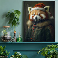 Christmas Red Panda Animal Portrait Print