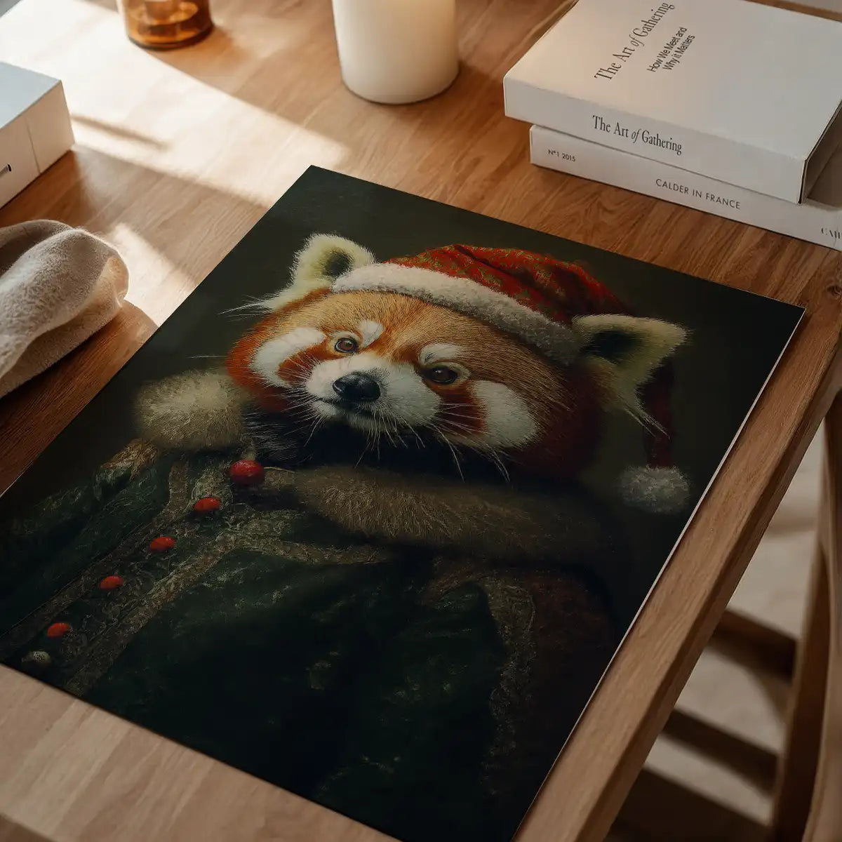 Christmas Red Panda Animal Portrait Print