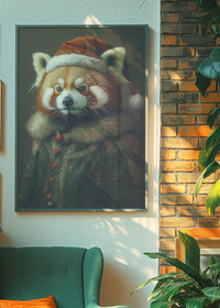 Christmas Red Panda Animal Portrait Print