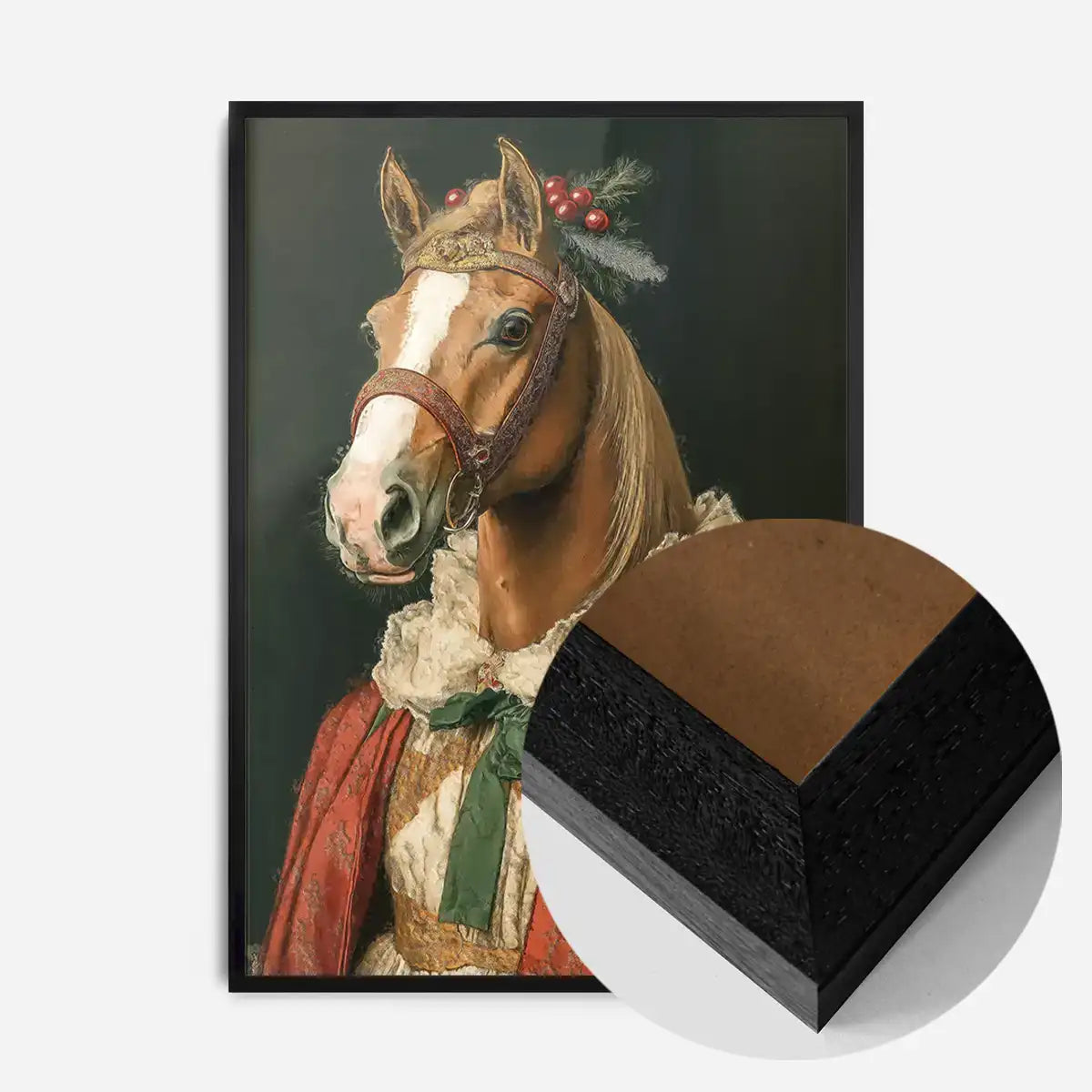 Christmas Red Horse Animal Portrait Print