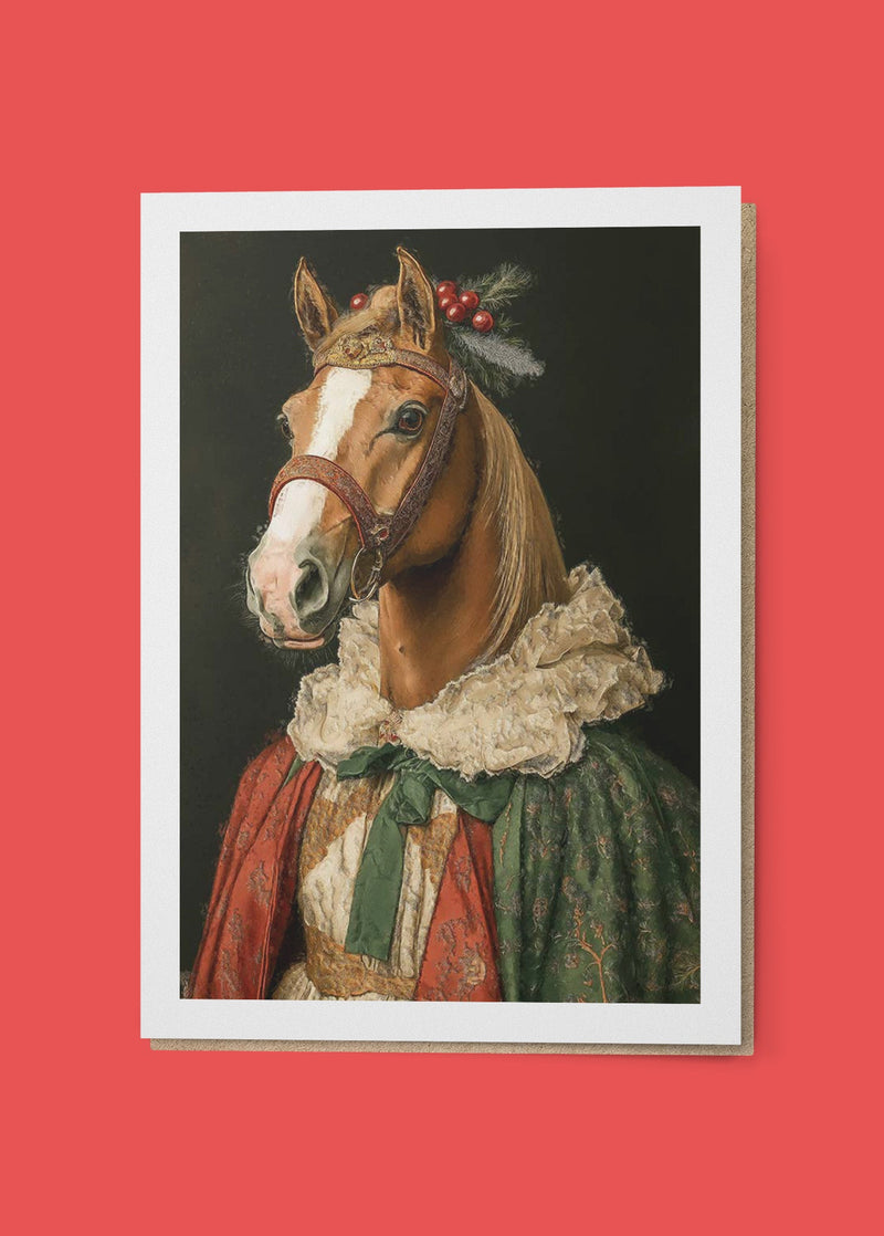 Christmas Horse Portrait A6 Christmas Greetings Card