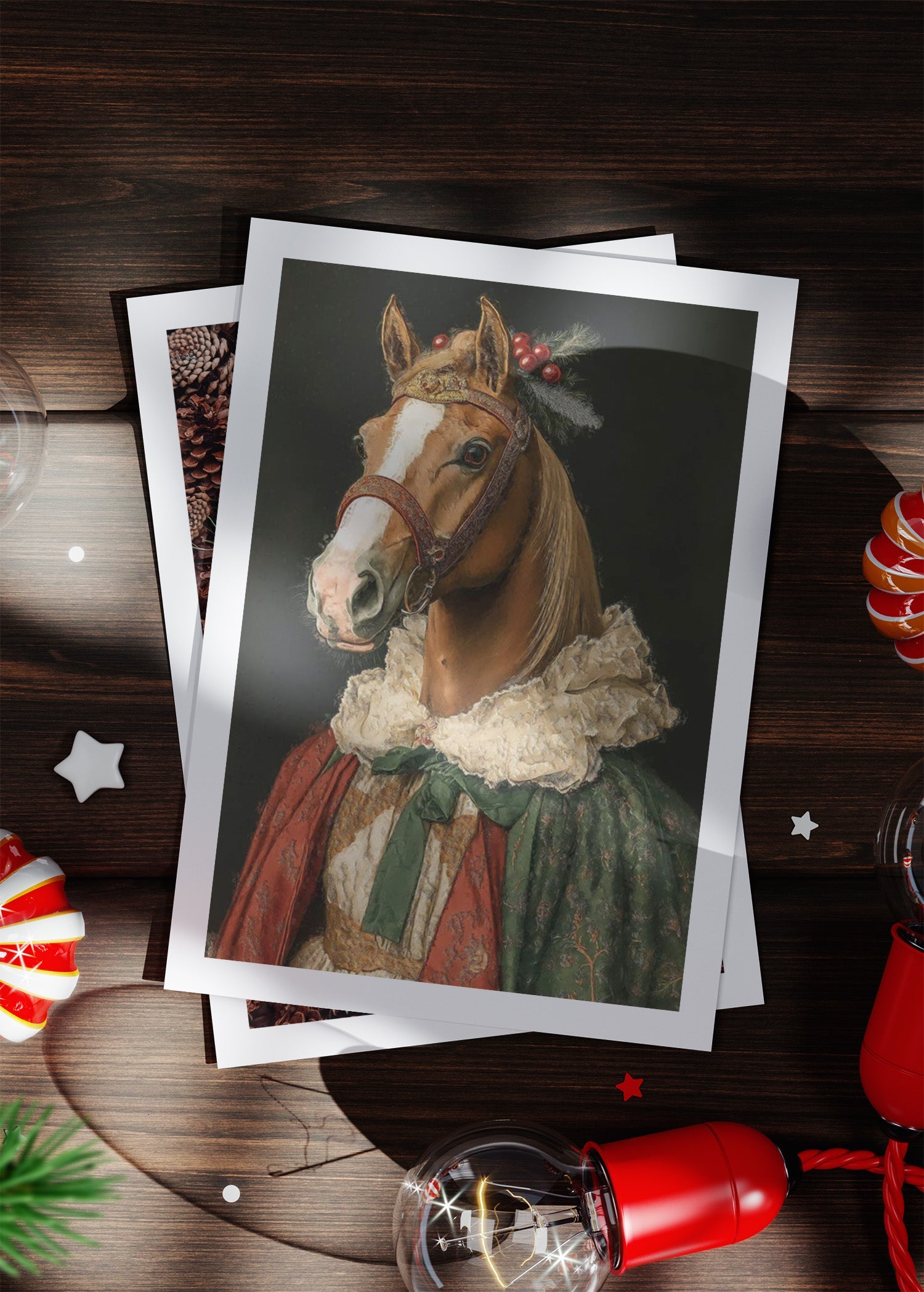 Christmas Horse Portrait A6 Christmas Greetings Card