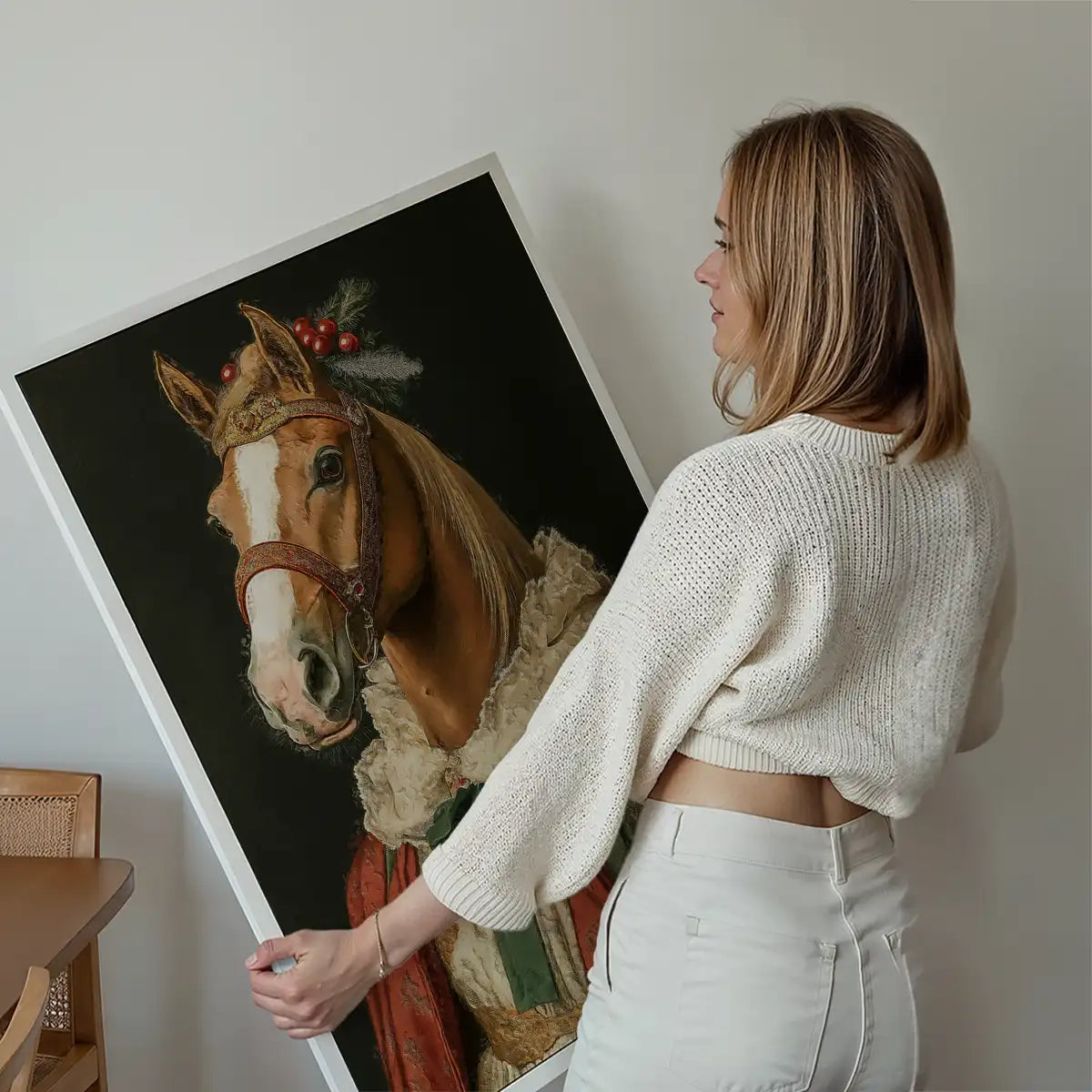 Christmas Red Horse Animal Portrait Print