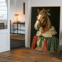 Christmas Red Horse Animal Portrait Print