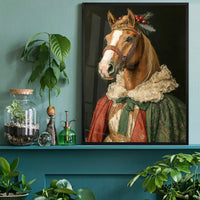 Christmas Red Horse Animal Portrait Print
