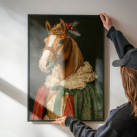Christmas Red Horse Animal Portrait Print