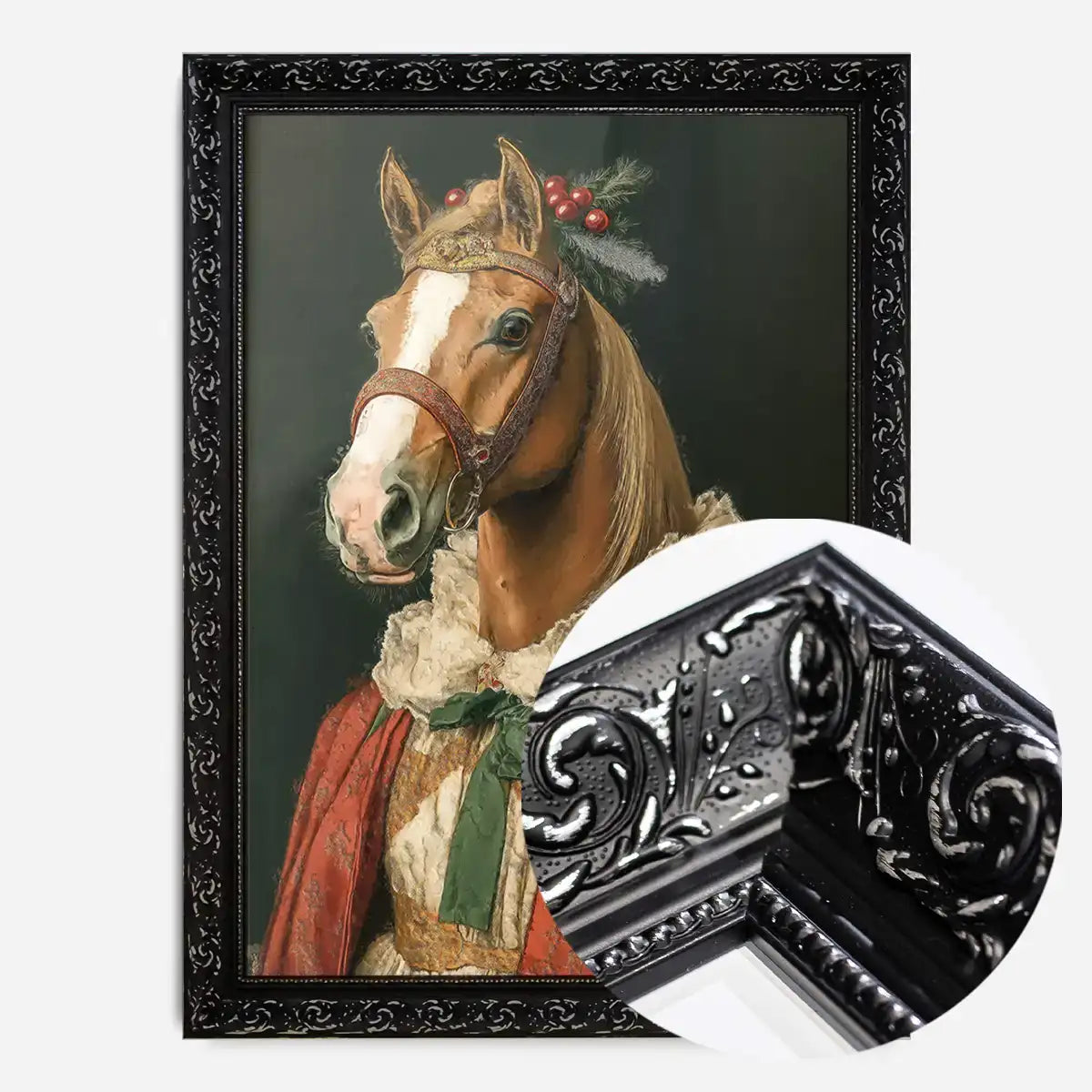 Christmas Red Horse Animal Portrait Print