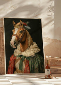 Christmas Red Horse Animal Portrait Print