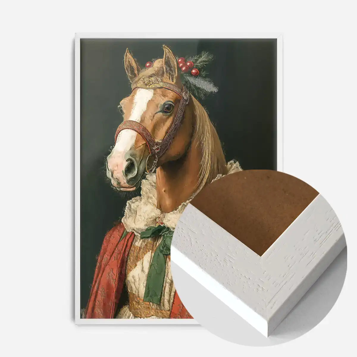 Christmas Red Horse Animal Portrait Print